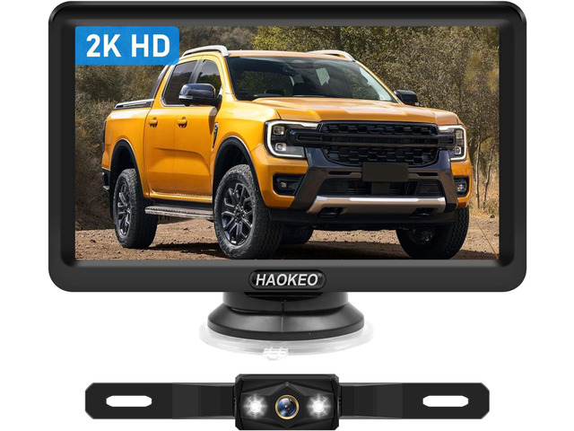 Backup Camera for Truck 7 Inch HD 2K Front Rear View Monitor kit Auto Color Image Night Vision, IP69 Waterproof DIY Grid Lines for...