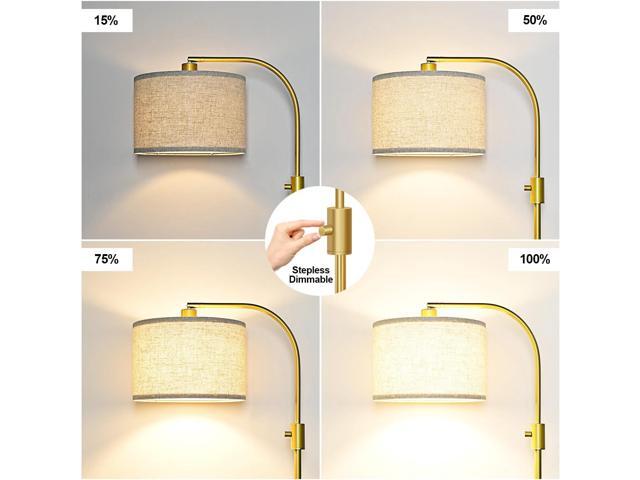 Nintiue Upgraded Modern Arc Dimmable Tall Standing Floor Lamp with Linen Shade, 1200 Lumens LED Bulb Included, for Living & Reading Room, Bedroom,...