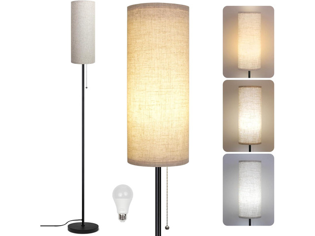 Floor Lamp for Living Room, Modern Standing Lamps with Lampshade, Minimalist Tall Lamp with Chain Switch for Living Room, LED Bulb Included (Beige...
