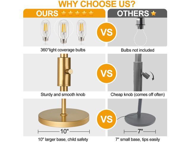 Dimmable Floor Lamp, Industrial Floor Lamps for Living Room, Gold Tree Lamp Standing Lamp Tall Lamps with 3 Elegant Teardrop Cage Head & 800 Lumens...