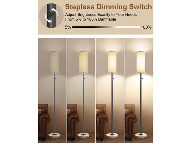Upgraded Floor Lamp for Living Room, Dimmable Black Floor Lamp with LED Bulb,Modern Standing Lamp with Marble Base,Tall Floor Lamps for Bedroom...