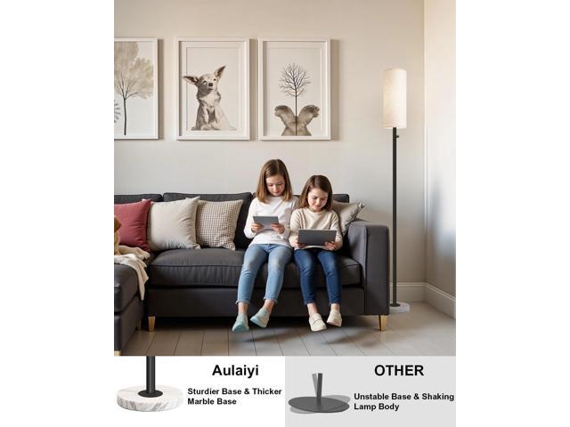 Upgraded Floor Lamp for Living Room, Dimmable Black Floor Lamp with LED Bulb,Modern Standing Lamp with Marble Base,Tall Floor Lamps for Bedroom...