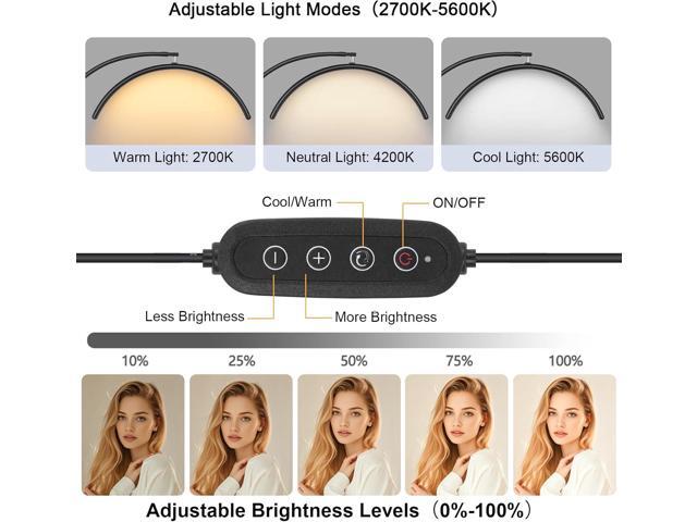 Half Moon Lash Light for Eyelash Extensions & Estheticians, Dimmable LED Lash Lamp with Flexible Gooseneck, Shadow-Free Moon Light for Lash Tech,...