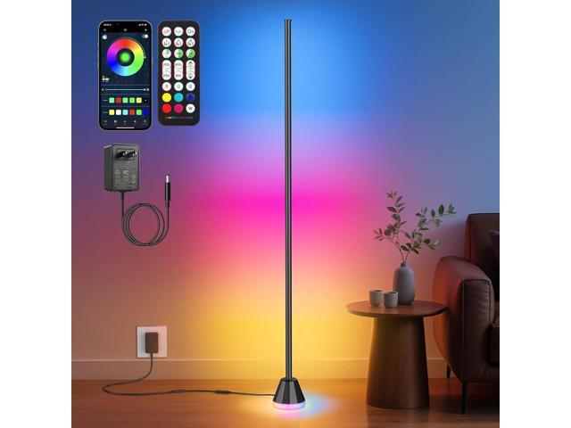 RIYO Corner Floor Lamp, LED Corner Lamp with AC Adapter & APP & Remote Control, Modern RGB Floor Lamp with 16 Million Colors, 68+ Scene Modes,...