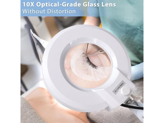 10X Magnifying Floor Lamp with 5 Wheels Rolling Base for Estheticians - 2,200 Lumens LED Dimmable Light with Magnifying Glass, Lighted Magnifier...