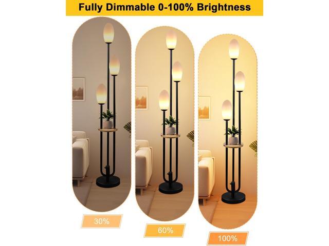 Lightdot Black Dimmable Floor Lamp with Table, 63IN Mid-Century Oval Floor Lamps with 3000K Soft Warm White Bulbs, 3-Lights Candle Holder Style...