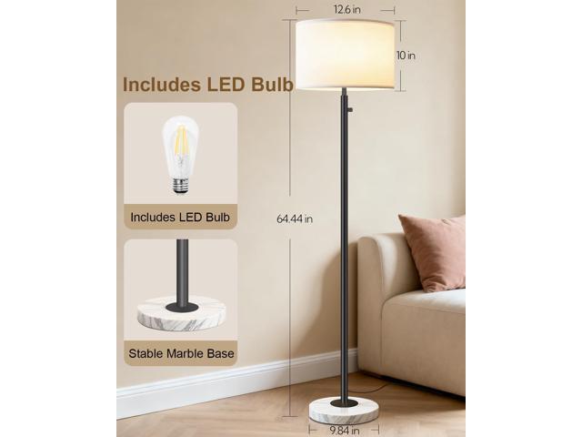Floor Lamp for Bedroom,Modern Floor Lamp for Living Room,Standing Lamp with Marble Base,Tall Standing Lamp for Bedroom,Reading,Office & Kids'...