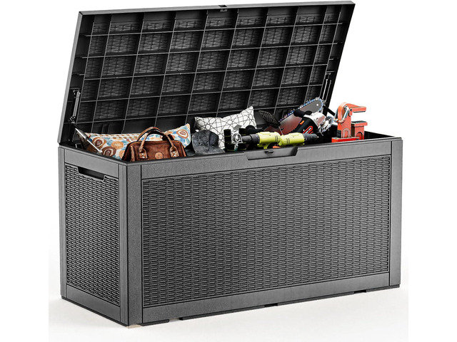 PatioZen 120 Gallon Deck Box,Resin Outdoor Storage Box with Lockable for Patio Furniture, Pool Accessories, Garden Tools Waterproof Outside Storage...