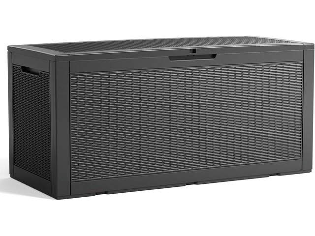 100 Gallon Outdoor Storage Box,Large Waterproof Resin Deck Box,Lockable Storage Container with Reinforced Support for Patio Cushions,Garden...