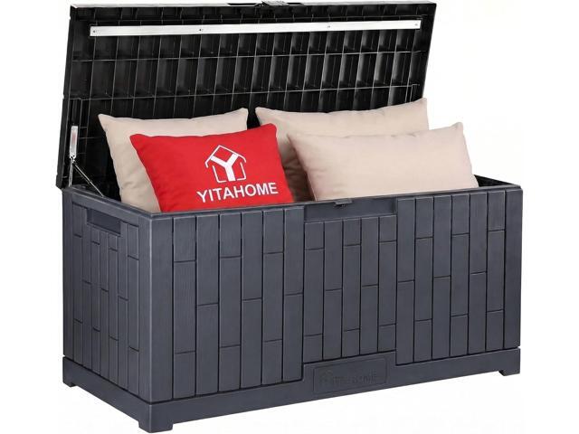 YITAHOME 120 Gallon Outdoor Storage Deck Box, Large Resin Patio Storage for Outdoor Pillows, Garden Tools and Pool Supplies, Waterproof, Lockable,...