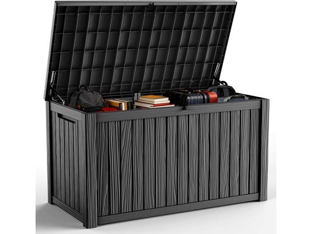 DRATO 200 Gallon Deck Box, Waterproof Resin Large Outdoor Storgae Box for Patio Furniture, Patio Cushions, Gardening Tools, Pool Supplies, Lockable.
