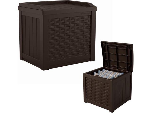 Suncast Outdoor Deck Box - 22 Gallon Java Resin Outdoor Storage Box, Weatherproof Patio Storage Bin Container for Seating & Organizing Cushions,...
