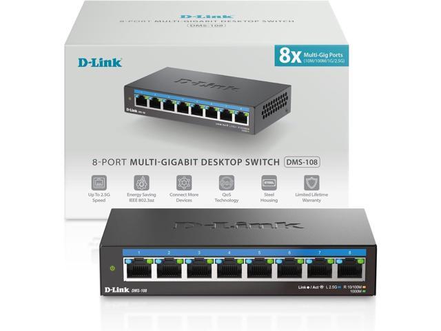 D-Link 8-Port 2.5GB Unmanaged Gaming Switch with 8 x 2.5G - Multi-Gig, Desktop or Wall Mount, Silent Operation, Plug & Play, Follows NDAA/TAA,...