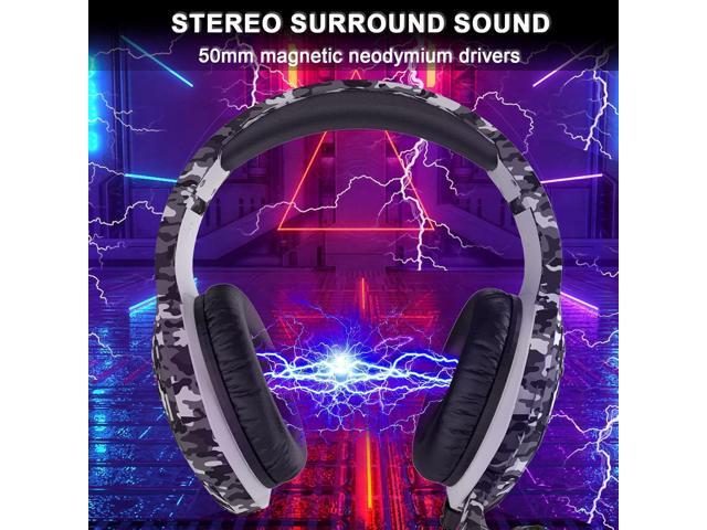 Gaming Headset with Microphone - for PC, PS4, PS5, Switch, Xbox One, Xbox Series X S - 3.5mm Jack Gamer Headphone with Noise Canceling Mic (Camo...
