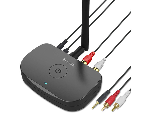 Besign BE-RCA Long Range Bluetooth Music Receiver, Wireless Audio Adapter for Wired Speakers or Home Music Streaming Stereo System, Black