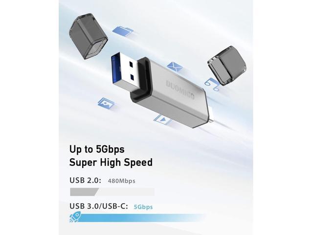 Duomigo USB C & USB-A Dual SD Card Reader, Memory Card Adapter for SD/Micro SD/SDXC/SDHC/MMC/UHS-I - Compatible with MacBook Pro, iPad Pro, Galaxy...