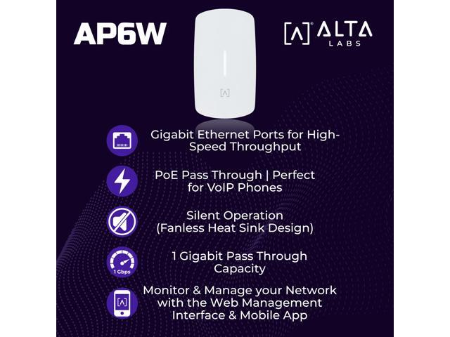 AP6W Wall Mounted PoE Pass Through WiFi 6 Access Point Seamless Roaming 3 Gbps Dual Band Content Filtering IP54 Rated Real-Time Network...