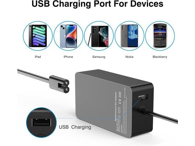 Dgkeyh Suitable for Microsoft 65W Laptop Charger Adapter Parameter 15V4A/5V1ASurface Pro3 4 5 6 7 8 9 X Synchronous rectification solution High...