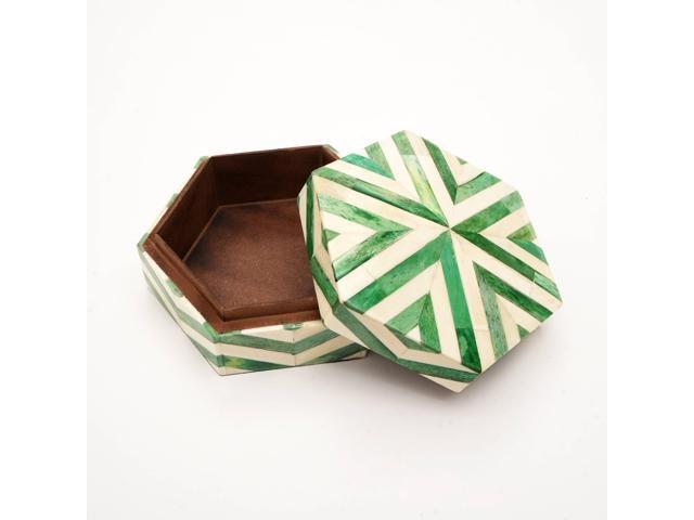 ExpoBazaar Zigzag Pattern Hexagon Shape Storage box/Decorative Box-6.5X6.5X3'