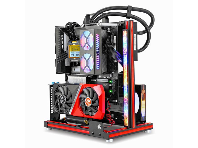 Open MATX/ATX/ITX computer case rack aluminum alloy supports ATX power supply, creative personality, desktop computer assembly, computer host DIY...
