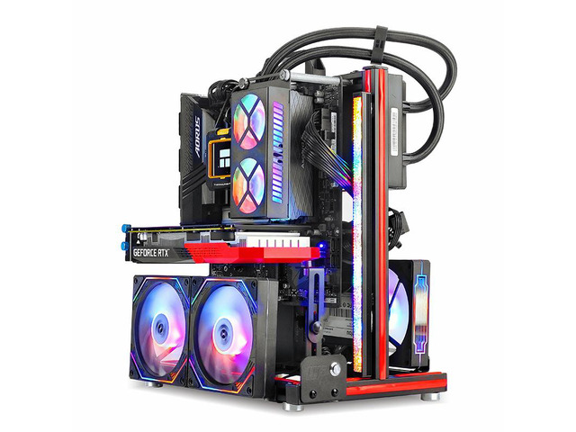 Open MATX/ATX/ITX computer case rack aluminum alloy supports ATX power supply, creative personality, desktop computer assembly, computer host DIY...