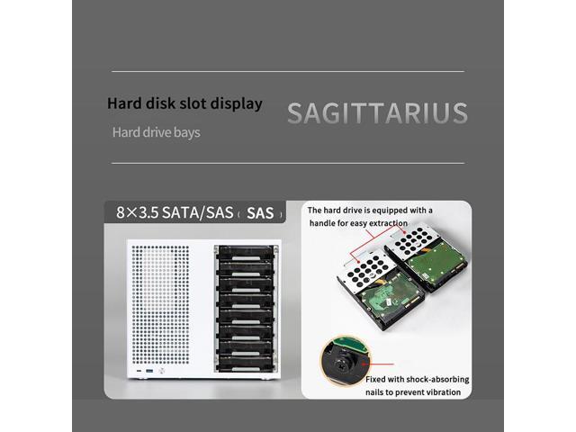 Sagittarius 8-bay NAS Pc Case Computer Case enclosure, ATX power supply, MATX motherboard, full-height PCIe, household storage(Only for NAS...