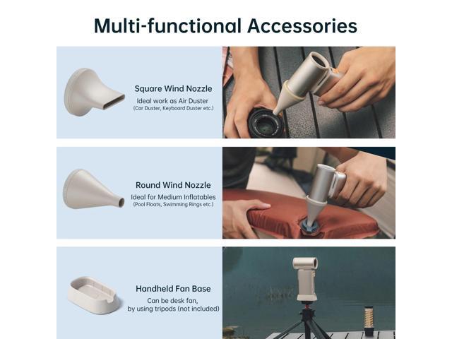 JISULIFE Portable Turbo Fan - 100-Speed Adjustable, 9000mAh Rechargeable, LED Display, Metal Shell with Accessories