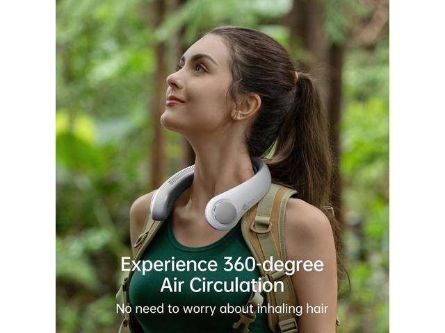 JISULIFE Portable Neck Fan 5000mAh Rechargeable with Necksupport, 5 Speeds Cooling Hands-Free Fan for Indoor Outdoor