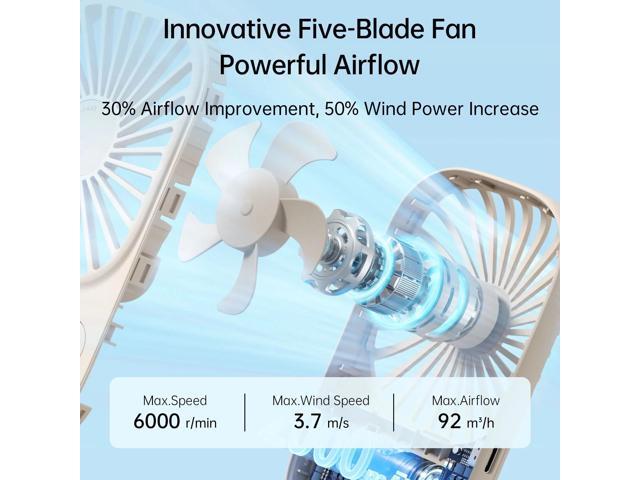 JISULIFE Mini Handheld Fan with Stand, Portable USB Rechargeable, 3 Speeds, Compact Design for Office, Outdoor Travel