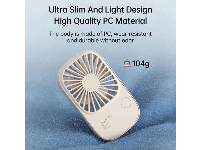JISULIFE Mini Handheld Fan with Stand, Portable USB Rechargeable, 3 Speeds, Compact Design for Office, Outdoor Travel