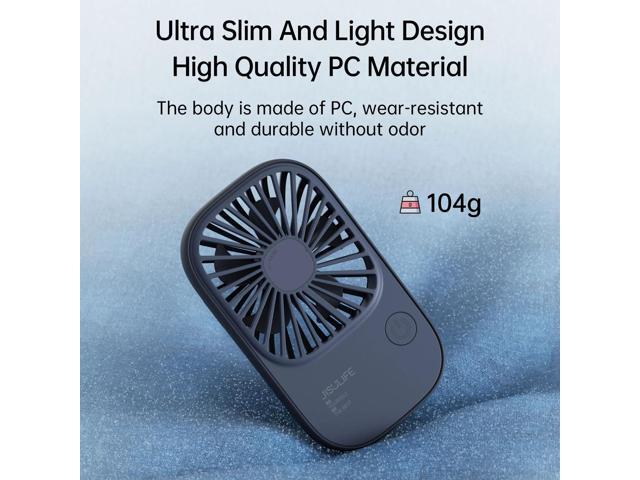 JISULIFE Mini Handheld Fan with Stand, Portable USB Rechargeable, 3 Speeds, Compact Design for Office, Outdoor Travel