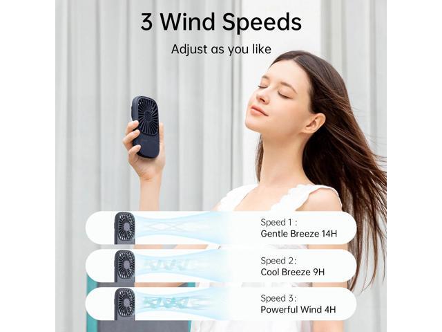 JISULIFE Mini Handheld Fan with Stand, Portable USB Rechargeable, 3 Speeds, Compact Design for Office, Outdoor Travel