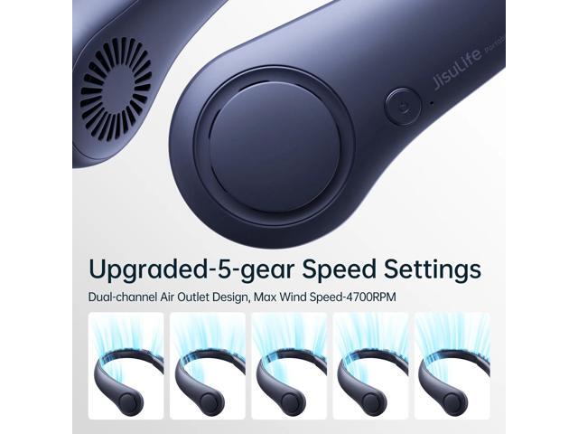 JISULIFE Neck Fan5-Speed Rechargeable 4000mAh, Adjustable Wearable Cooler for Indoor/Outdoor
