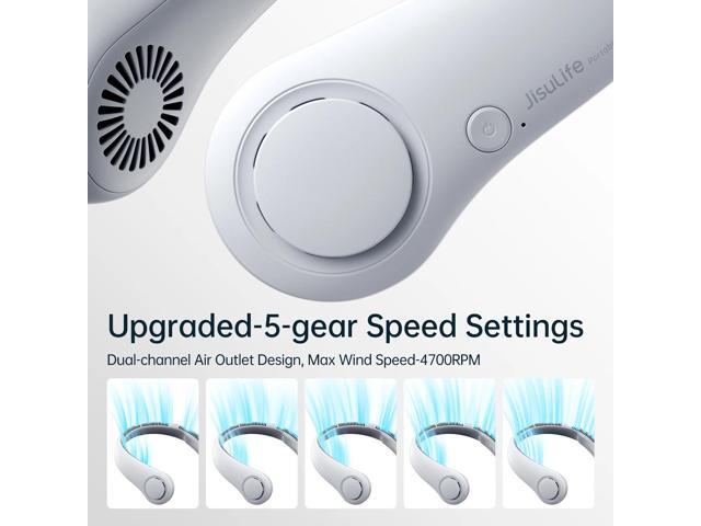 JISULIFE Neck Fan5-Speed Rechargeable 4000mAh, Adjustable Wearable Cooler for Indoor/Outdoor
