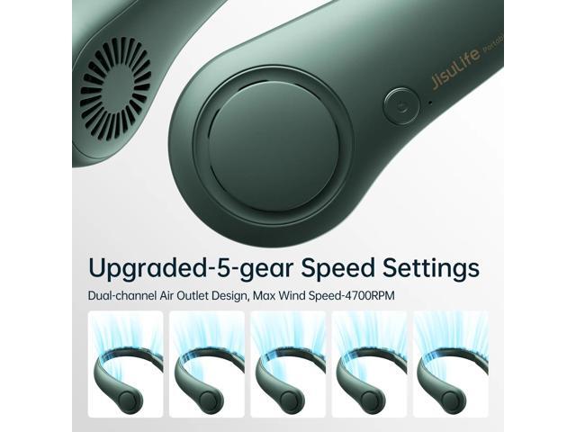 JISULIFE Neck Fan5-Speed Rechargeable 4000mAh, Adjustable Wearable Cooler for Indoor/Outdoor