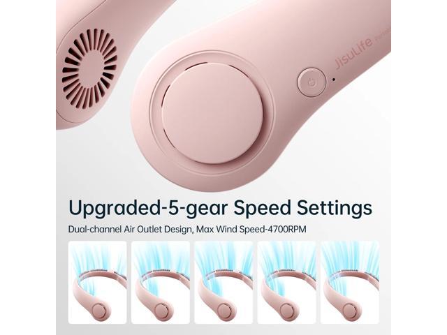 JISULIFE Neck Fan5-Speed Rechargeable 4000mAh, Adjustable Wearable Cooler for Indoor/Outdoor