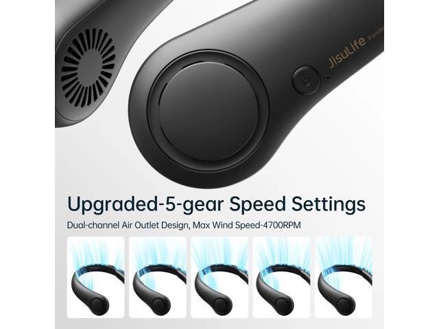 JISULIFE Neck Fan5-Speed Rechargeable 4000mAh, Adjustable Wearable Cooler for Indoor/Outdoor