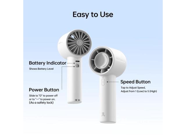 JISULIFE Portable Handheld Fan, Powerful Turbo Mini Fan [22Hrs Max Cooling], Power Display, 5 Speeds Rechargeable for Travel, Summer, Gifts for...