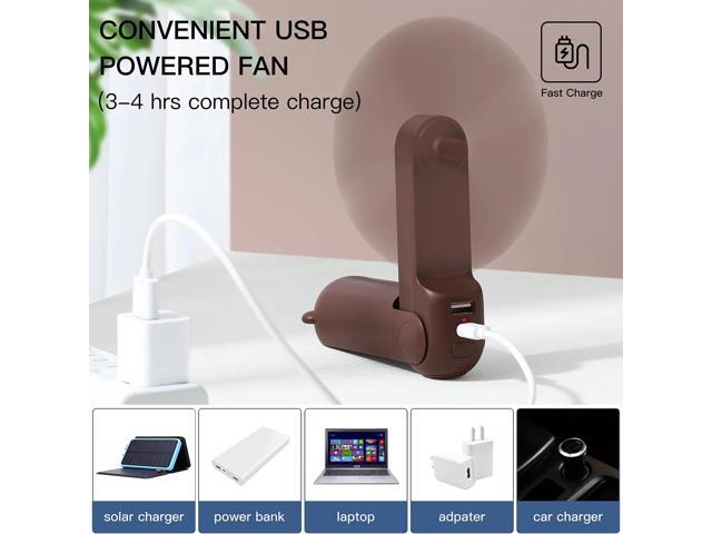 JISULIFE Portable Fan, Foldable Pocket Fan with 4500 mAh Battery, Flashlight, 3 Speeds for Travel