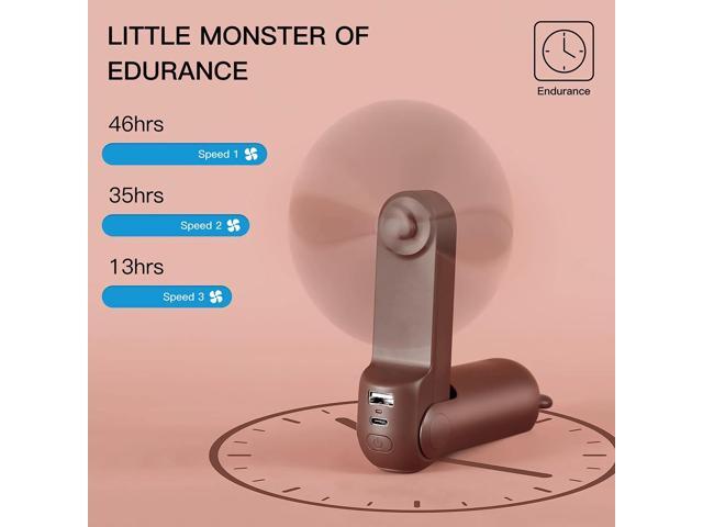 JISULIFE Portable Fan, Foldable Pocket Fan with 4500 mAh Battery, Flashlight, 3 Speeds for Travel