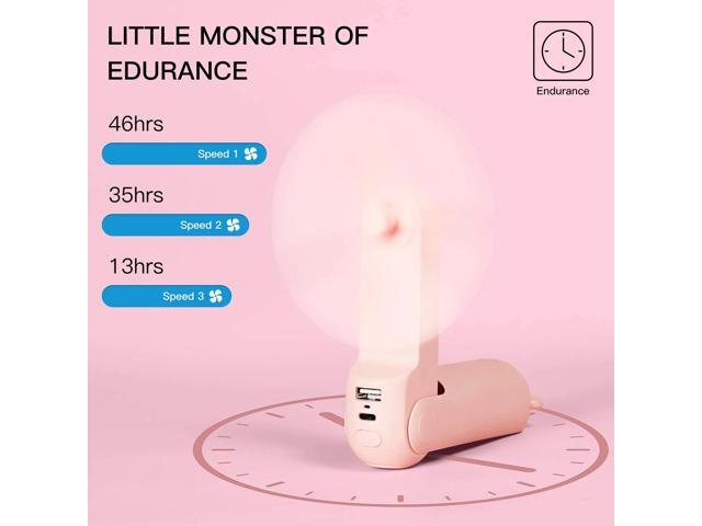 JISULIFE Portable Fan, Foldable Pocket Fan with 4500 mAh Battery, Flashlight, 3 Speeds for Travel