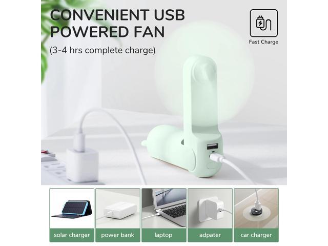JISULIFE Portable Fan, Foldable Pocket Fan with 4500 mAh Battery, Flashlight, 3 Speeds for Travel