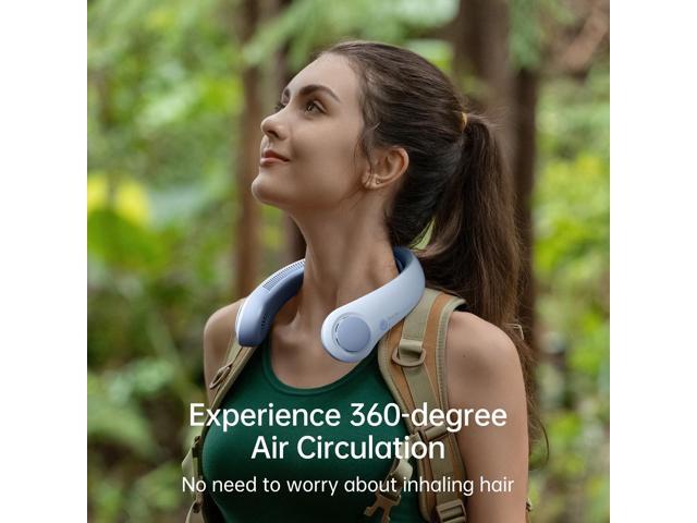 JISULIFE Portable Neck Fan 5000mAh Rechargeable with Necksupport, 5 Speeds Cooling Hands-Free Fan for Indoor Outdoor-black