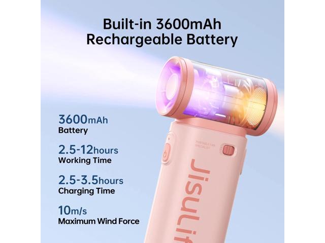 JISULIFE Portable Handheld Fan, 40000 RPM Turbo Fan, 12H Battery Life, 5-Speed, 3600mAh USB Rechargeable, Mini Pocket Design, Gift for Women Men,...