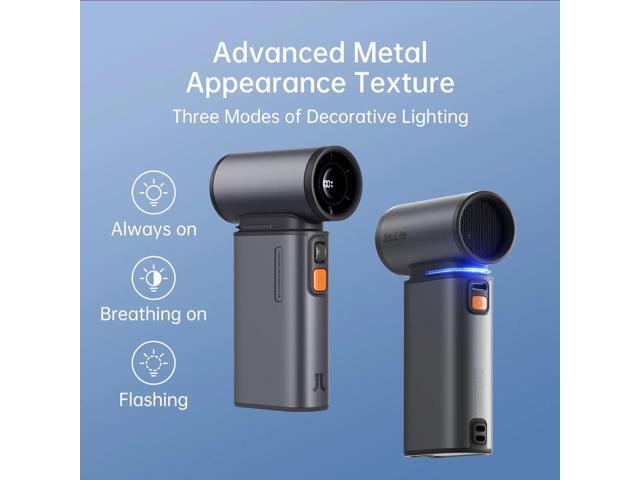 JISULIFE Portable Turbo Fan - 100-Speed Adjustable, 9000mAh Rechargeable, LED Display, Metal Shell with Accessories-Grey