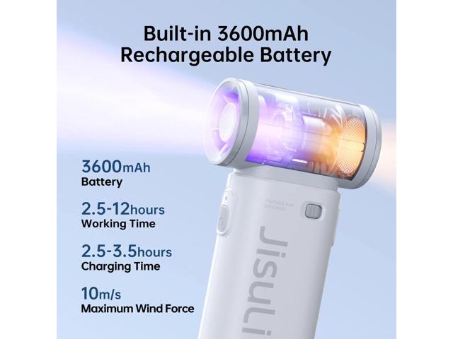 JISULIFE Portable Handheld Fan, 40000 RPM Turbo Fan, 12H Battery Life, 5-Speed, 3600mAh USB Rechargeable, Mini Pocket Design, Gift for Women Men,...