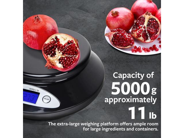 Smart Weigh Food Kitchen Scale with Bowl,11lb x 0.1oz / 5000 x 1grams, Digital Weight Scale for Baking,Cooking for Ounces and Grams