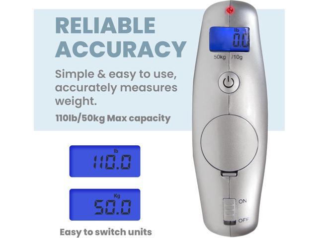 Smart Weigh Digital Portable Luggage Scale, 50kg /110lbs Capacity, with EZ Grip Handle, Travel Hanging Scale w/Strap, Bag Weight Gadget w/Tare...