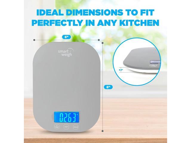 Smart Weigh Small Gray Food Scales for Kitchen Weight Loss Calorie Scale, Baking Kitchen Scales Digital Weight Grams and Ounces, Weight Watchers...