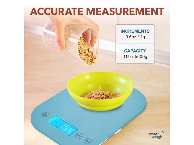 Smart Weigh Small Blue Food Scales for Kitchen Weight Loss Calorie Scale, Baking Kitchen Scales Digital Weight Grams and Ounces, Weight Watchers...